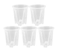 TOYANDONA Lot de 5 Pots en Plastique Légers et Réutilisables pour Orchidées Assiette de Drainage, Jardinières Transparentes pour Semis et Culture en Intérieur ou Jardin