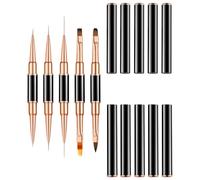 TOYANDONA Lot de 5 Stylos Liner pour Nail Art Double-Embout en Rose Doré Outil de Dessin de Manucure Portable Brosse Fine Noire Accessoires Nail Art Précis pour Décoration D’Ongles