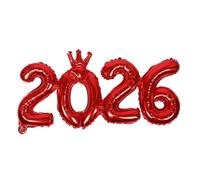 TOYANDONA Lot de 6 Ballons Chiffres en Aluminium Rouges 86 X 39 Cm Couronne Intégrée, Décoration Festive pour Nouvel An, Fête de Remise de Diplômes et Accessoires Photo, Ballons de Fête