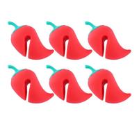 TOYANDONA Lot de 6 Bouchons Anti-Débordement en Plastique Résistant à la Chaleur Souleveurs D’Ébullition de Petit Poivron Rouge Accessoires la Cuisine Pratiques pour Casseroles et