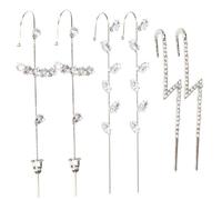 TOYANDONA Lot De 6 Boucles D’oreilles à Clip Éclairs En Métal Argenté, Manchettes D’oreille Non Percées Féminines, Bijoux Fantaisie Pour Soirée Et Usage Quotidien, Taille Unique
