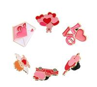 TOYANDONA Lot de 6 Broches en Émail Forme Cœur et Flèche de Cupidon pour Femme Accessoires de Revers Saint-valentin, Multiple Styles, pour Mariage, Fête et Présent pour Petite Amie