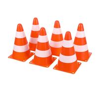 TOYANDONA Lot De 6 Cônes De Signalisation Route Orange Vif 133x133x230 Mm en PE, Cônes De Sécurité Routière Empilables, Légers Et Solide pour Gestion Trafic, Chantier, Stationnement Et Sport