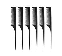 TOYANDONA Lot de 6 Peignes Antistatiques Noirs en Plastique, Peignes à Dents Longues et Courtes pour Massage Doux du Cuir Chevelu, Coiffure et Soin des Cheveux à Domicile, Dortoirs et