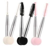 TOYANDONA Lot de 6 Pinceaux à Maquillage Double Tête avec Embouts en Éponge et Brosse Couleurs Rose Blanc et Noir pour Sourcils et Cils Kit Professionnel Multi-Usages