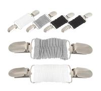 TOYANDONA Lot de 6 Pinces à Ourlet Élastiques pour Robe et Cardigan Femme - Clips de Serrage Antidérapants en Blanc Noir et Gris - Accessoires Ajustables pour Châle Pull et Tenue de