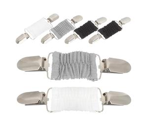 TOYANDONA Lot de 6 Pinces à Ourlet Élastiques pour Robe et Cardigan Femme - Clips de Serrage Antidérapants en Blanc Noir et Gris - Accessoires Ajustables pour Châle Pull et Tenue de