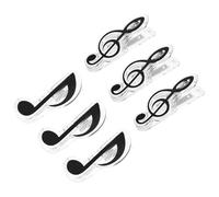 TOYANDONA Lot de 6 Pinces Porte-partitions Musicales Noires, 3 Clés de Sol 3 Croches, Clips en Métal et Plastique Résistants, Fixation Forte pour Partitions et Feuilles de Musique,