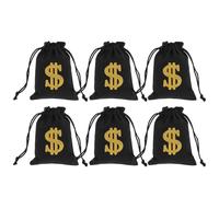 TOYANDONA Lot de 6 pochettes à cordon en toile au trésor sur le thème des pirates - Petit organiseur de monnaie en tissu - de rangement décoratif pour bonbons, pièces de monnaie, bijoux et