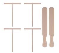 TOYANDONA Lot de 6 Spatules et Étaloirs à Crêpes en Bois Naturel, Taille Moyenne, Kit pour Crêpière, Ustensiles la Cuisine Polyvalents, Étaleur Pâte et Spatule à Crêpes pour Cuisson Maison