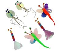 TOYANDONA Lot de 6 Têtes de Remplacement pour Interactif de Chat, Plumage Multicolores, Accessoires pour Jeu de Stimulation, Recharges pour Bâton de Taquinerie, Fournitures Plusieurs Styles