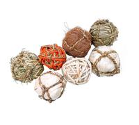 TOYANDONA Lot de 7 Jouets à Mâcher pour Petits Animaux en Paille et Rotin Tressé, Balles Naturelles pour Lapins, Cochons D’Inde, Perroquets Jouets Molaires Sécurisés pour Cages et Activité