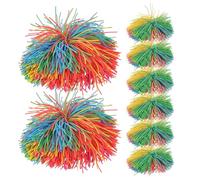 TOYANDONA Lot de 8 balles rebondissantes en Caoutchouc de 8 cm pour Enfants - Balles sensorielles en Caoutchouc avec Pompons Arc-en-Ciel - Jouet Anti-Stress rebondissant - Idéal pour Les Pochettes