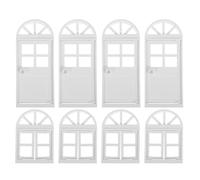 TOYANDONA Lot de 8 fenêtres pour Maison de poupée : Cadre de Porte Miniature en Plastique pour Maison de poupée ou modèle, Accessoire de décoration pour Mini Maison, Blanc