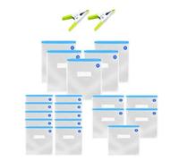 TOYANDONA Lot de Paquet de Conservation sous Vide Réutilisables Valve Étanche, en Pa/PE Épais, 22 Pièces Incluant 2 Clips Verts, Tailles Variées 21X22 à 26X34 CM, pour Compression