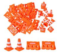 TOYANDONA Lot Mini Cônes de Signalisation et Clôtures Plastique pour Garçon Fille Jouets Éducatifs de Circulation Cones et Barrières de Route pour Jeu Créatif et Développement Cognitif