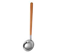 TOYANDONA Louche à Soupe Inox 304 Manche Bois Clair Multifonction, Cuillère de Service et Passoire Intégrée, Ustensile Cuisine Professionnel pour Maison et Restauration, Lot