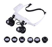 TOYANDONA Loupe Frontale à Éclairage LED 4 Lentilles Grossissantes 10X-25X Loupe Binoculaire Légère en ABS pour Réparation de Bijoux Électronique Couture et Inspection Précise