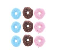 TOYANDONA Mâcher pour Chien en Peluche Douce Forme de Donut Jaune, Interactif pour Chiot Fonction Lancer et Tirer, Pack de 9 Pièces