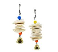 TOYANDONA Mâcher pour Oiseaux 2pcs en Os de Seiche Perles en Bois Colorées, Suspendu pour Rongeurs, Favorise Le Meulage des Dents Santé Bucco-Dentaire Couleur Aléatoire