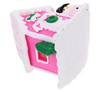 TOYANDONA Maison de Noël Miniature en Pâte Polymère Rose Vif Bonhomme de Neige Décoration de Table Festive Centre de Table pour Fête de Noël Accessoire de Décoration de Bureau et Maison