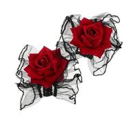 TOYANDONA Manchettes Gothiques En Dentelle Noire Sans Doigts, Bracelet Élastique Ajustable Volants, Accessoires Lolita Pour Cosplay Et Halloween, Paire De Mitaines Élégantes En Maille Pour Femme