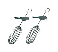 TOYANDONA Mangeoire à Oiseaux Suspendue Distributeur de Boules de Graisse Métal Vert Foncé 2 Pièces pour Jardin Extérieur Oiseaux Sauvages et Écureuils