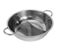 TOYANDONA Marmite à Fond Épais Divisée 28 Cm en Acier Inoxydable pour Fondue Chinoise, Casserole Multifonction sans Couvercle, Pot Chaud Double Compartiment pour Cuisson Gaz et Induction