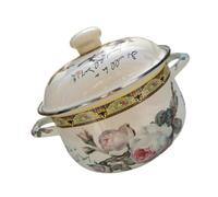 TOYANDONA Marmite à soupe épaissie émail avec fond plat et deux oreilles résistante aux hautes températures pour cuisson efficace et ustensile de cuisine pratique pour usage domestique