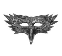 TOYANDONA Masque Demi-visage Aile Cuir PU Noir Gris pour Bal Costumé Halloween Cosplay Fête Masquerade