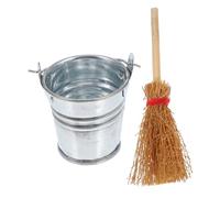 TOYANDONA Mini Balai et Seau Fer pour Maison de Poupée Ensemble de Décoration pour Scènes Miniatures et Bricolage Accessoires Poupée DIY