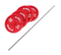 TOYANDONA Mini Barre de Fitness Ascenseur scène Maison de poupées Tout Petit haltère Mini Ornement de poupée Accessoires de Sport de Maison de poupée décoration Miniature Plastique Rouge