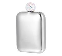 TOYANDONA Mini Flasque à Vin Portable en Acier Inoxydable Argenté, Ornée de Strass, Format Compact pour Femmes, Petite Bouteille de Vin de Voyage, Légère Activités en Plein Air