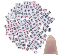 TOYANDONA Mini Mahjong Set Portable Tiles with Large Storage Bag Compact Traditional Chinese Mahjong for Travel Outdoor Party and Family Games