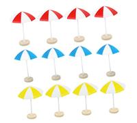 TOYANDONA Mini Parasol De Plage Décoratif pour Maison De Poupée Garçon Et Filles Petit Format en Résine Coloré Rouge Bleu Jaune 12 Pièces pour Micro-Paysage Plage