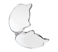 TOYANDONA Miroir de Maquillage Pliable en Métal Argenté Double Face Forme Chat Miroir Portable Compact pour Femmes Outil Cosmétique Pratique pour Voyage et Usage Quotidien