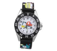 TOYANDONA Montre à Quartz Garçon Et Filles en Silicone, Montre Dessin Animé Voiture Kid-Friendly, Cadran Large Facile à Lire, Poignet Ajustable Noir, Adaptée École, Camping Et Voyage