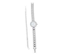TOYANDONA Montre Bracelet Femme avec Diamants Argentée Élégante Set Montre Bangle Bijoux Mode pour Soirée et Quotidien