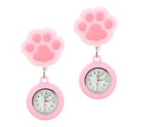 TOYANDONA Montre De Poche Infirmière à Clip Lot De 2, Montre à Main Rétractable en Silicone Souple, Motif Patte De Chat Rose, Surveillance Médicale pour Infirmières Et Étudiants, Usage Hospitalier