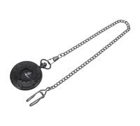 TOYANDONA Montre de Poche Ronde Vintage à Double Affichage avec Chiffres Romains et Arabes Style Steampunk Cadran Rétro Classique Chaîne Épaisse Noire Montre de Poche Analogue et Décorative