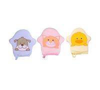 TOYANDONA Moufles De Bain Pour Bébé à Motif Dessin Animé Doux En Coton, Lot De 3 Pièces Multicolores Pour Gommage Corporel Et Bain Sûr Pour Nourrissons