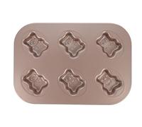 TOYANDONA Moule à Gâteau de Dessin Animé en Acier au Carbone Antiadhésif 6 Cavités Petit Ours Doré Moule de Cuisson pour Pâtisserie Maison pour Goûters Garçon et Filles et Desserts