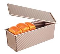 TOYANDONA Moule à Rectangulaire Ondulé avec Couvercle Glissant Moule Métal Antiadhésif pour Mie et Gâteaux Facile à Démouler Cuisson Uniforme Capacité