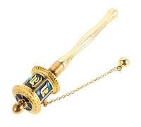 TOYANDONA Moulin à Prières Tibétain Manuel à Manivelle Roue Bouddhiste en Alliage Peint Bleu Moyen Double Roulement Fluide Décor Spirituel Portable pour Prière et Contemplation Figurine