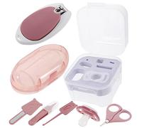 TOYANDONA Nails Clipper Bébé 7 Pièces, Coupe-ongles pour Bébé, Ciseaux et Lime en Métal et Plastique, Boîte de Rangement Rose, pour Baby Shower
