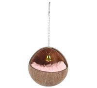 TOYANDONA Nichoir Naturel Coquille de Noix de avec Coussin Chaud et Cloche Nid Délicat pour Perroquets et Petits Oiseaux Cage Maison Suspendue Confortable et Résistante