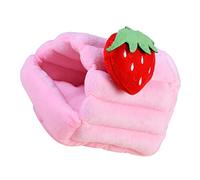 TOYANDONA Nid de Coton Chaud Maison Lits de Hamster Animal de Compagnie Hamster lit Fraise de Hamster Peluche litière de Hamster cachette de Hamster aux Fraises Peau de Hamster Fraise Rose