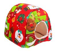 TOYANDONA Nid Éponge Cochon Hamster Tissu pour d'Inde en Chaud et Rouge, Confortable et Super Chaud, Style Yourte en Hiver Maison D’Animaux