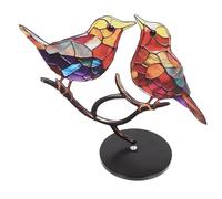 TOYANDONA Ornement Oiseau Métal avec Base Décoration Réaliste sur Branche Statuette Décorative pour Bureau Salon Chambre et Jardin Design Simple