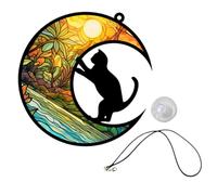 TOYANDONA Ornement Suspendu Chat Lune pour Décoration de Fenêtre, à Suspendre Acrylique Colorée, Petit Format Décor Intérieur, Décoration Murale Vitrail, Accessoire Fenêtré Solide